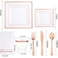 thumbnail image 2 of 350Pcs Rose Gold Plates and Napkins Party Supplies-Square White and Rose Gold Plates Disposable Dinnerware include Plates Cups Cutlery Napkins for 50 Guests Wedding&Mother's Day&Party, 2 of 7