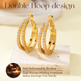 thumbnail image 4 of YEUOYEA 14K Gold Plated Inside Outside Hoop Earrings for Women Cubic Zirconia Hoops，25/30/40mm, 4 of 5