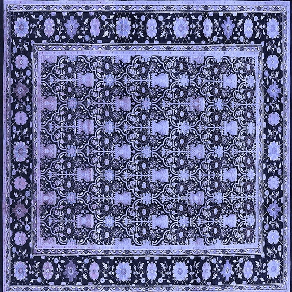 Ahgly Company Machine Washable Indoor Square Oriental Blue Industrial Area Rugs, 6' Square
