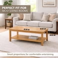 thumbnail image 6 of Kawind Home Solid Wood Coffee Table, Light Walnut Finish, Classic Living Room Centerpiece, 6 of 7