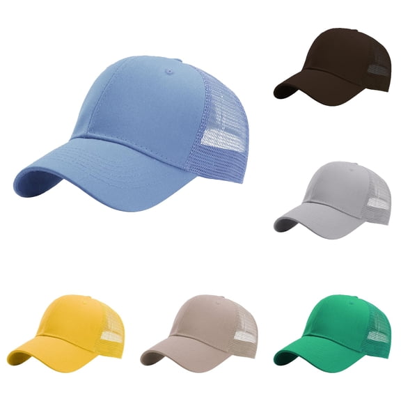 XFeng Solid Brown Blank Mesh Trucker Hat, Two Tone Cotton Front Mesh Back Adjustable Plain Baseball Cap