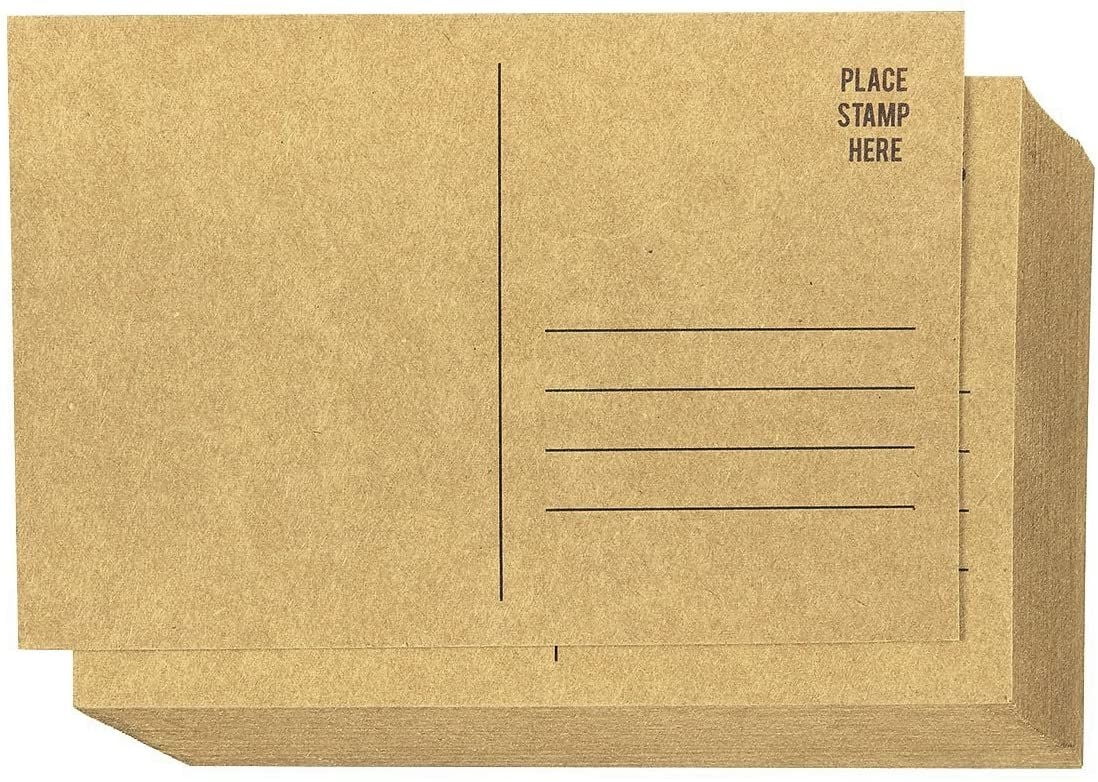 Set of 50 Brown Kraft Paper Blank Cardstock Postcards Pack Self