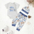 thumbnail image 2 of Girls Baby Clothes Newborn Infant Baby Girl Clothes Ruffle Romper Toddler Girl Floral Cotton Pant Sets Girls Clothing Outfit,Blue, 2 of 6