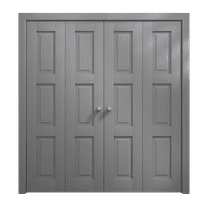 Sliding Closet Double Bi-fold Doors 96 x 84 inches | Ego 5010 Painted Grey Oak | Sturdy Tracks Moldings Trims Hardware Set | Wood Solid Bedroom Wardrobe Doors