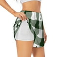 thumbnail image 3 of Lsque Green White Lumberjack Plaid Printed Women's Running Shorts with Liner Pockets,Elastic Quick Dry Workout Athletic Gym Yoga Shorts,Womens High Waist Shorts-Medium, 3 of 9