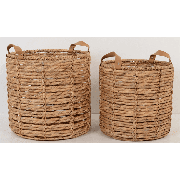Better Homes & Gardens Round Water Hyacinth Basket Set of 2 Walmart
