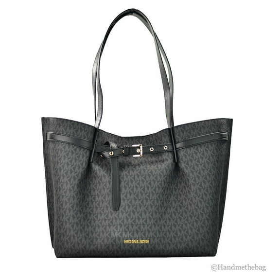 Michael Kors Emilia Large Black Signature PVC East West Tote Bag Purse