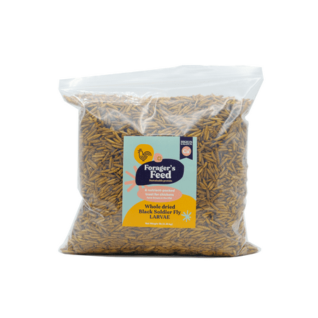 Forager's Feed Whole Dried Black Soldier Fly Larvae, Sustainable Chicken and Livestock Feed for Animal Health, 2 Lbs. Resealable Bag