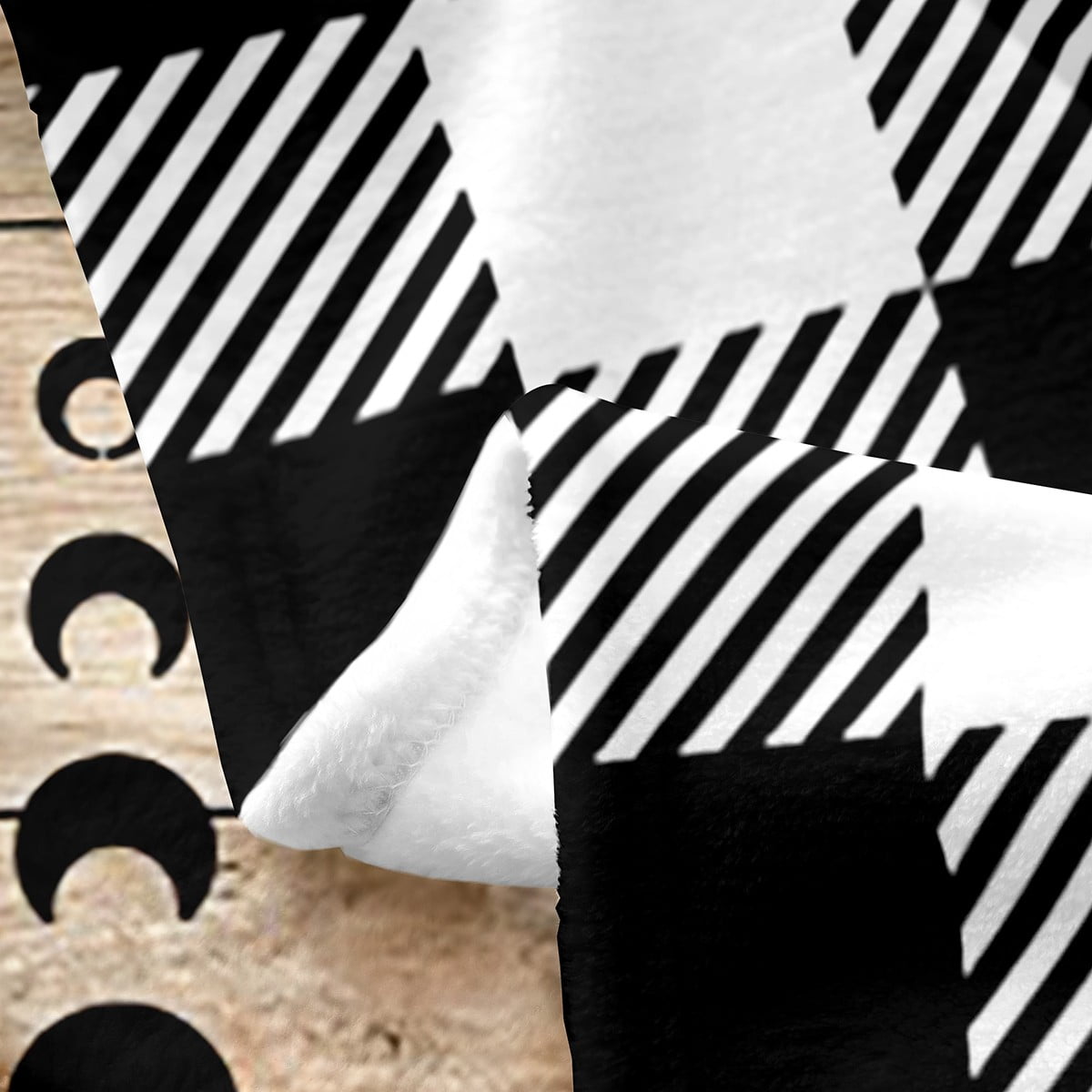 Happy Camping Twin 60x80 Blanket Black White Geometry Plaid Pattern Fleece Blanket For Adult Teens Farmhouse Style Throw Blanket Western Rural Flannel