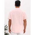 thumbnail image 3 of DARING DIVA Men's Solid Color Stand Collar Short Sleeve Henley Shirts 2XL Pink, 3 of 7