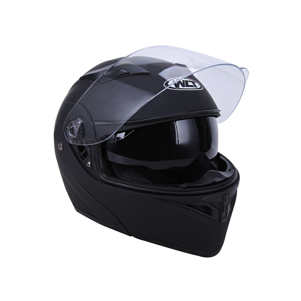 Oumurs DOT Black Motorcycle Modular Flip-Up Helmet, Dual Visors, Street Bike Touring, XL