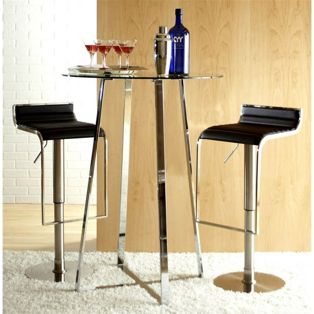 Ursula B 3 Pc Contemporary Bar Table Adjustable Stools Set Walmart Com Walmart Com