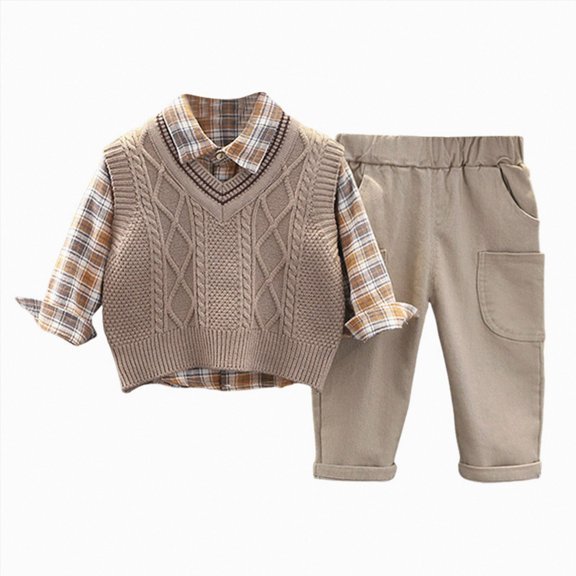 HCNTES Baby Boy Winter Clothes Toddler Boys Clothes Fall Winter Outfit Sets, Baby Outfits Long Sleeve Crew Neck Checkered Plaid Pocket 6M 12M 24M 2T 3T 4T 5T 2-Pieces Set Everyday