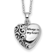 Primal Silver Sterling Silver Antiqued Heart Remembrance Ash Holder 18-inch Necklace