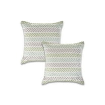 LR Home Ox Bay Green/Blue Chevron All-Natural Cotton Square 2 Piece Pillow Cover Set