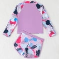 thumbnail image 4 of Zylarhe Rash Guard for Girls, Girls Long Sleeve Zip Up Rash Guard and Flower Print Two Piece Swimwear for Beach Swim Training and Holidays 3-4 Years Purple, 4 of 7