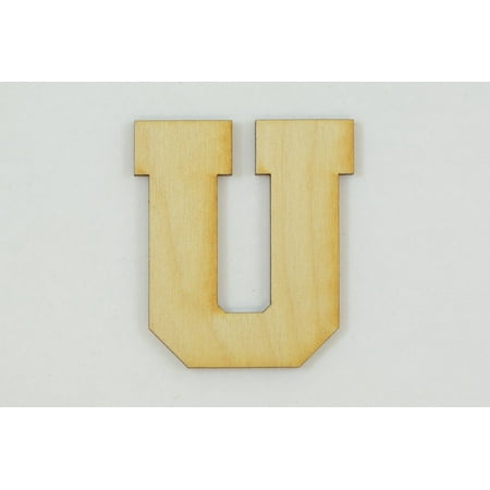 1 Pc, 5 Inch X 1/4 Inch Thick Collegiate Font Wood Letters U Easy To Paint Or Decorate For Indoor Use