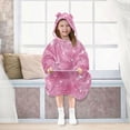thumbnail image 7 of Wearable Blanket with Sleeves and Pocket Oversized Hooded Sweatshirt 3-14 YR Pink Glitter Background L, 7 of 7