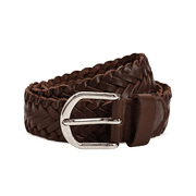 Leatherboss Mens Braided Brown Leather Belt