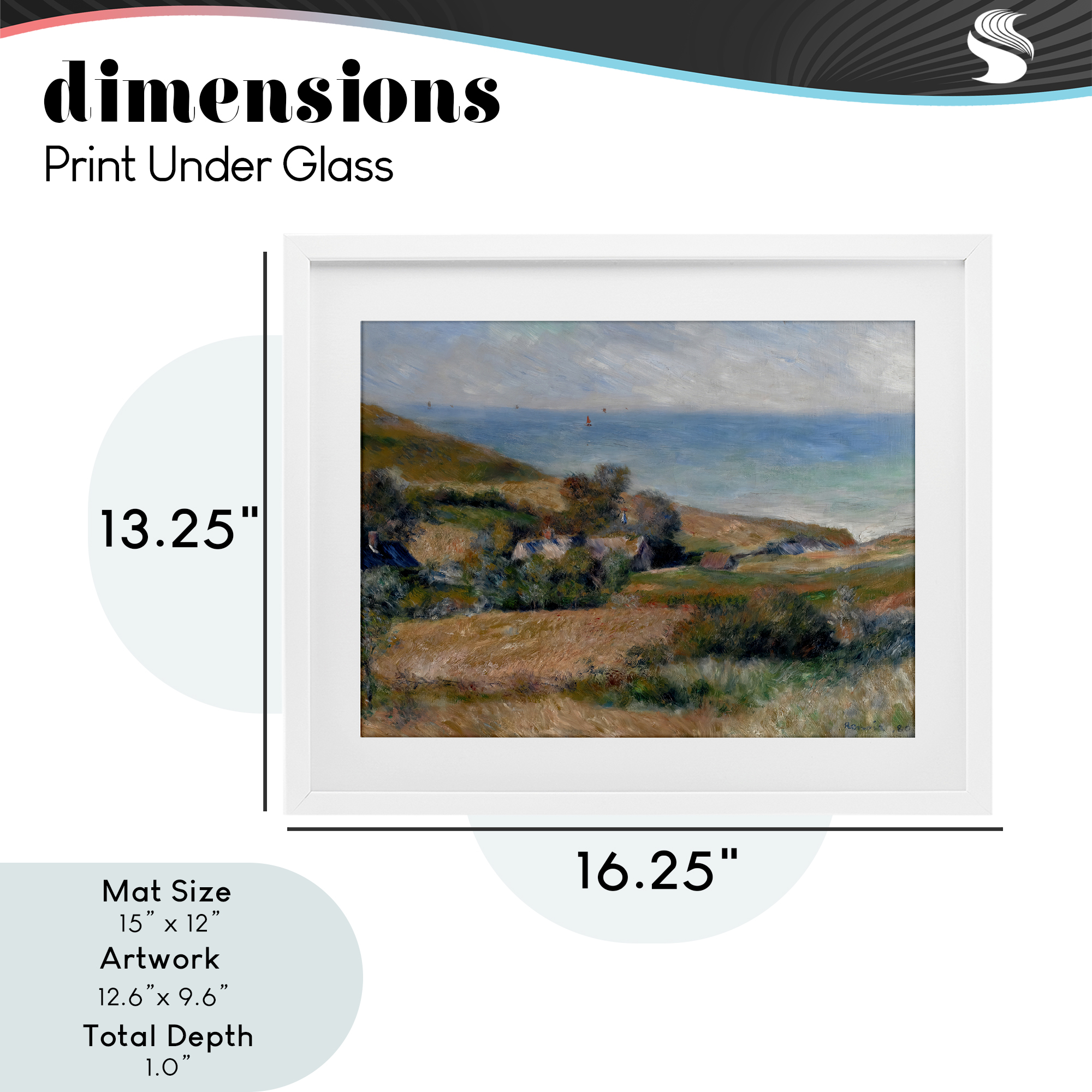 View Of The Seacoast Renoir White Framed Print Under Glass, design by Pierre-Auguste Renoir