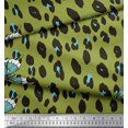 thumbnail image 2 of Soimoi Green Poly Georgette Fabric Artistic Insect & Leopard Animal Skin Fabric Prints by Yard 42 Inch Wide, 2 of 3