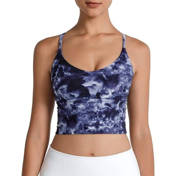 Sports Bras Women Yoga Bra, Longline Removable Bra Tank Top, Workout  Fitness Gym Camisole Yoga Running Shirts 