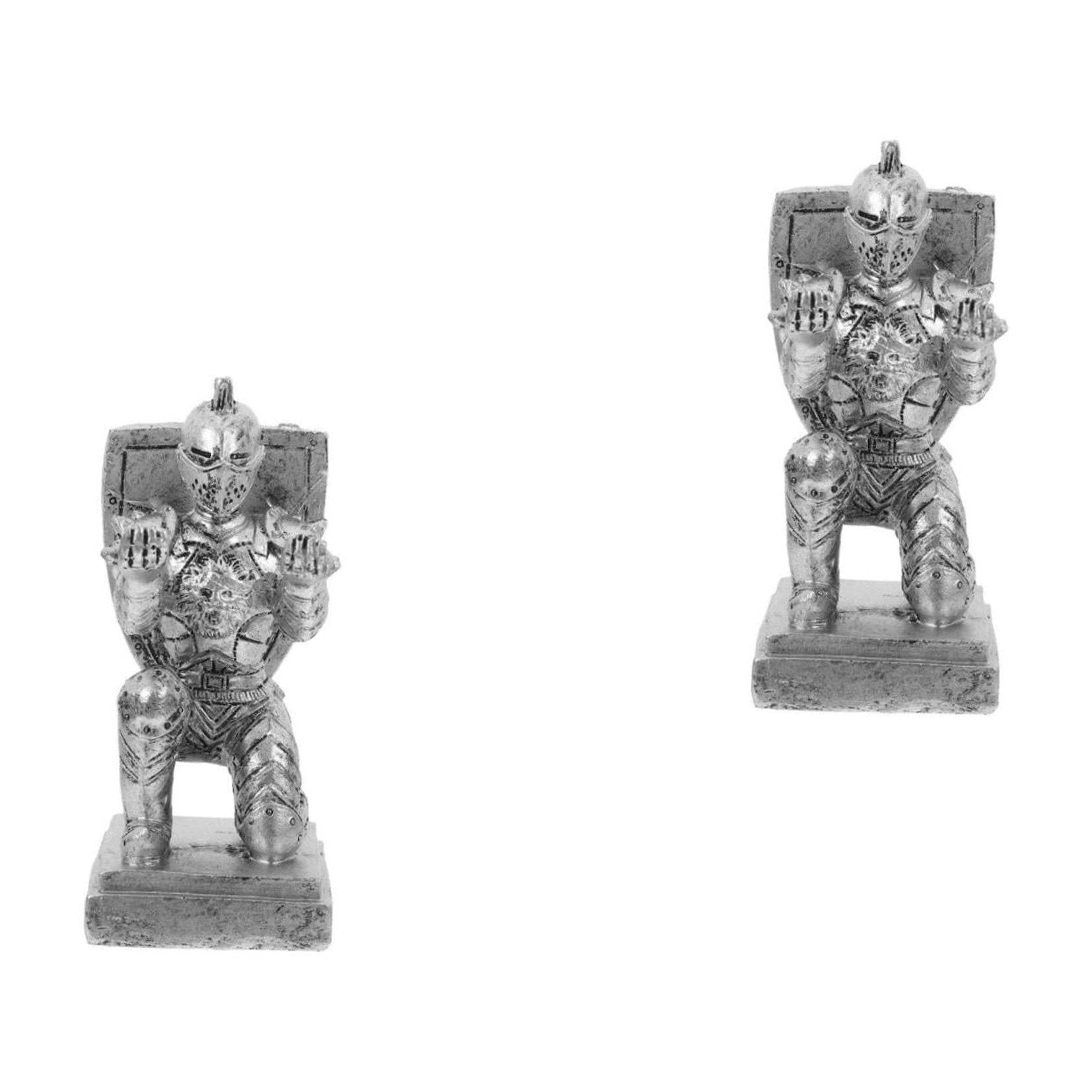 2pcs Resin Knight Shape Pen Holder Desk Organizer Accessories Desk Decoration Pen Stand For Office And Home Stationery Decor