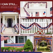 1Pcs 25 Ft Patriotic Bunting with 250 Stars, Red White Blue American Flag Banner for 4th of July, Independence Day, Memorial Day, Outdoor Indoor Door Porch Garden Decorations