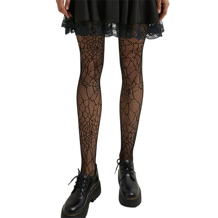 

Qiylii Women s See Through Pantyhose Spider Web Pattern Slim Fit Anti-Slip Foot Wrapped Elastic Long Stockings