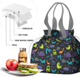 thumbnail image 4 of DarkBlue Dinosaurs Words Pattern Drawstring Lunch Bag Women - Drawstring Lunch Bag Insulated for Work Office - Stain-Resistant Large Lunchbags for Women with Multi-Pockets, 4 of 6