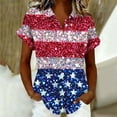 thumbnail image 4 of Fewfanhot Women Clothing American Flag Shirt 4th of July Tops USA Hawaii Floral Button Down Shirts, 4 of 6