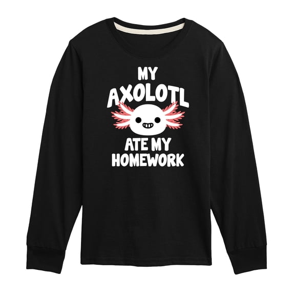 Instant Message - My Axolotl Ate My Homework Long Sleeve Graphic T-Shirt