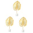 thumbnail image 4 of SOPOTUTU Iron Ornament Monstera Golden Decor for Home and Office 3Pcs, 4 of 8