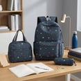 thumbnail image 3 of HUISZJ 3Pcs Strawberry Printed School Backpack, Students Bookbags Set with Lunch Box, Cute Daypack Bag Set for Women College (Black), 3 of 10