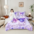 thumbnail image 4 of Castle Fairy Teenagers Purple Floral Flying Butterflies Full Size Comforter Sets 3-Piece,Chic Flower Rose Bedding Comforter Set,Spring Garden Dreamy Princess Lightweight Bedding Sets, 4 of 8