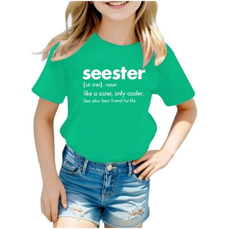 

MQLKF Fashion Children Kids Boys Girls Summer Short Sleeve Letter Printed Shirt Blouse Top Casual Tunic Clothes Beautiful Comfortable Girls Tee
