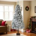 thumbnail image 1 of Artificial Christmas Tree Pre-lit, Snow Flocked Xmas Tree with PE Branch Tips and Colorful Lights, Metal Stand, Full & Realistic Appearance for Christmas Decor, 1 of 6