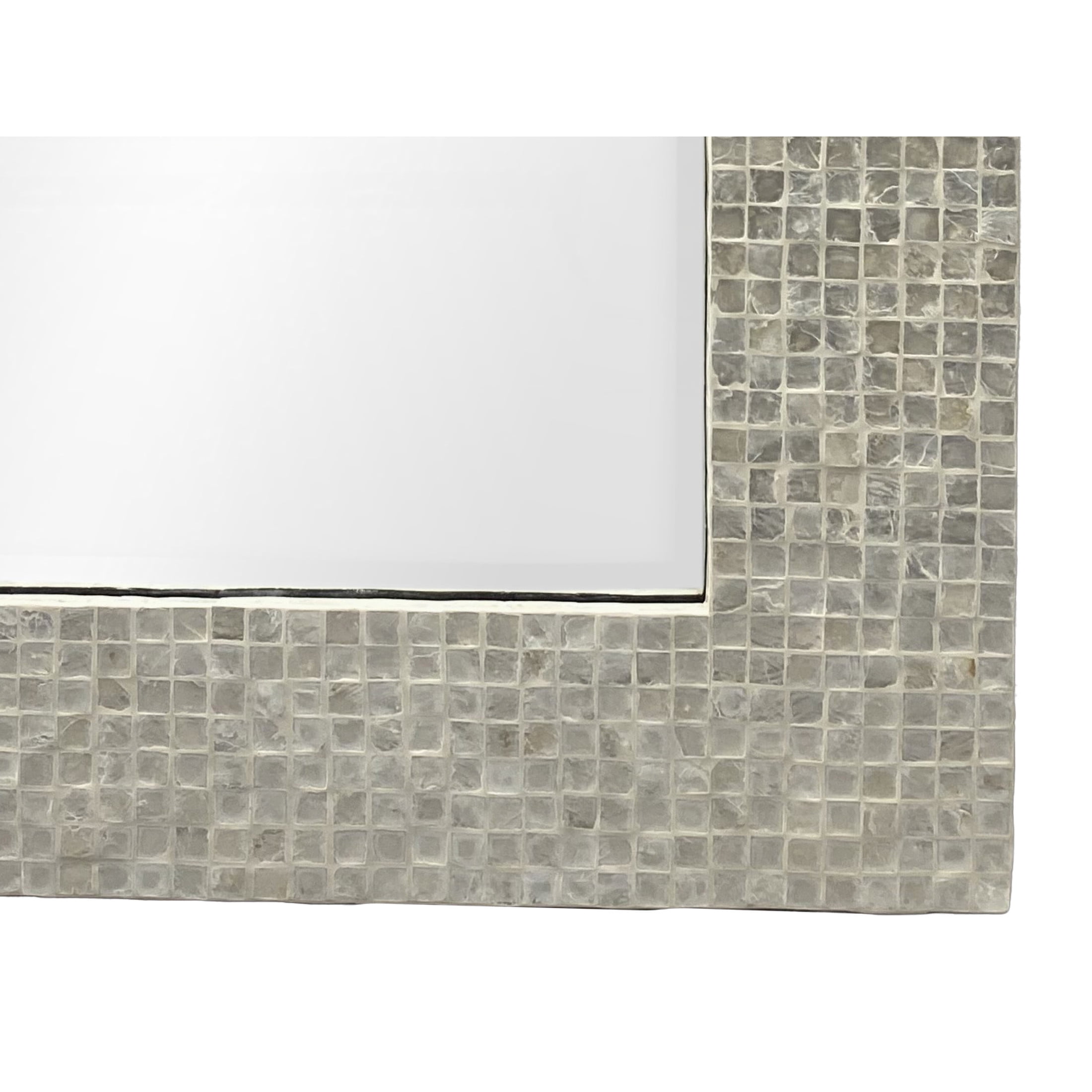 DecMode 24" x 36" Cream Handmade Mosaic Wall Mirror