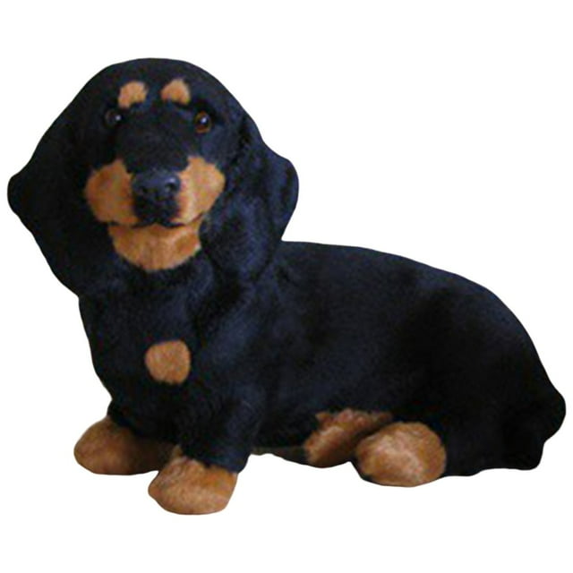 Peluche de Perro Salchicha Sentado, Realista, Color Negro, Ideal Como Regalo para Niños, Decoración para el Hogar y el Coche B