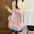 thumbnail image 5 of Polka Dot Backpack with Cute Lace Trim, Large Capacity Multi-Pockets Backpack with Pendant for Shopping Outdoor (Pink), 5 of 10