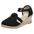 thumbnail image 3 of Dsscvnef Chaussures pour Femmes Sandales à Talons Compensés en Lin Mode Sandales de Plage à Talons Épais, 3 of 6