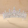 thumbnail image 1 of Zhuge Tiara de boda para novia, diadema de princesa, corona nupcial, joyería para el cabello con diamantes de imitación de cristal, decoración para novia, cumpleaños, graduación, boda (blanco + AB), 1 of 4