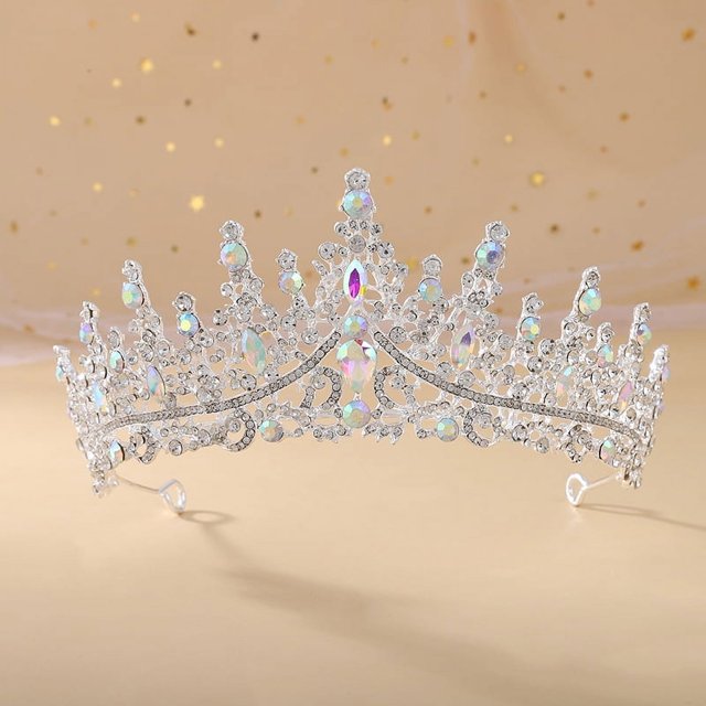 Zhuge Tiara de boda para novia, diadema de princesa, corona nupcial, joyería para el cabello con diamantes de imitación de cristal, decoración para novia, cumpleaños, graduación, boda (blanco + AB)