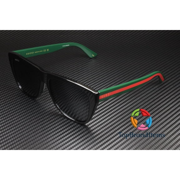 GUCCI GG0926S 001 Squared Black Shiny Solid Grey 57 mm Men's Sunglasses