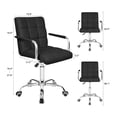 thumbnail image 2 of Mid-Back Office Task Chair Ribbed Leather Executive Chair Modern Adjustable Home Desk Chair Retro Comfortable Work Chair 360 Degree Swivel with Arms (Black), 2 of 5