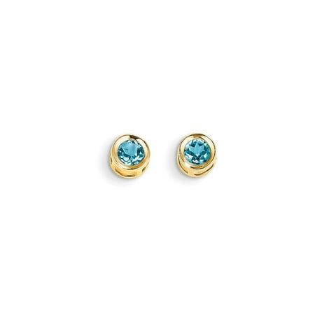 Blue Topaz 14k Gold Earrings - 14k Gold Blue Topaz Earrings - December