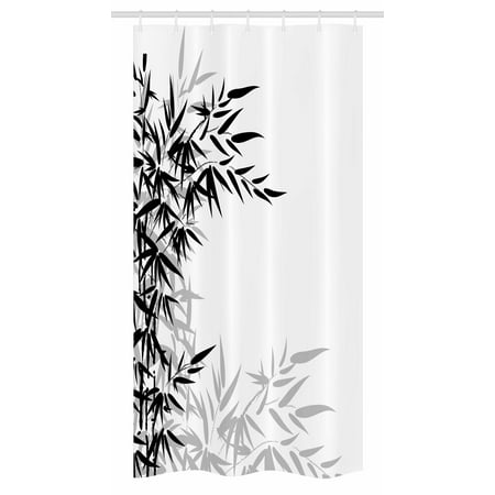 - Bamboo Stall Shower Curtain, Bamboo Leaves on Clear Simple Background Organic Life Artistic Illustration, Fabric Bathroom Set with Hooks, 36W X 72L Inches Long, Black and White, by Ambesonne