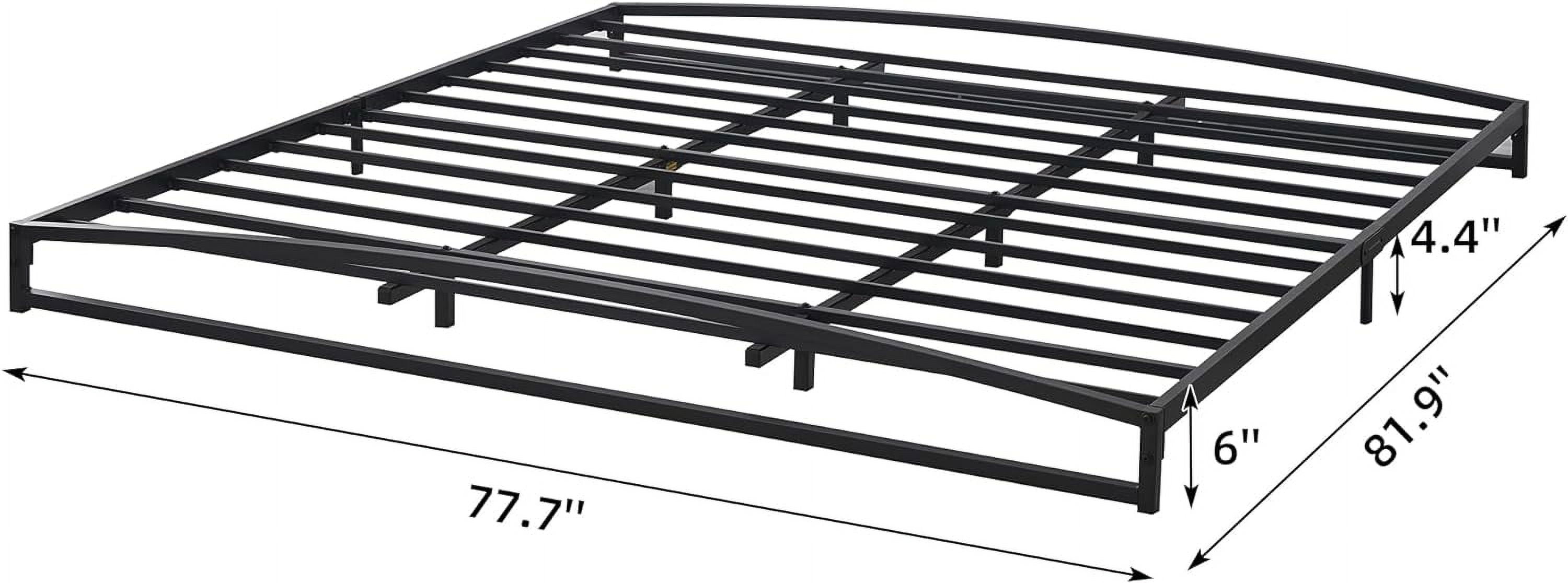 Low Bed Frame, 6 Inch King Size Metal Platform Bed Frame with Arch Design, Heavy Duty Bed Frame, Strong Bearing Capacity, No Box Spring Needed