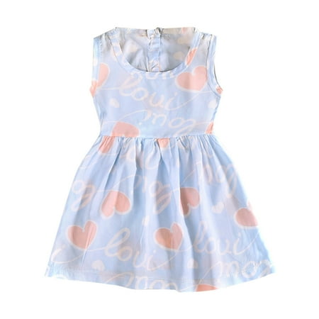 

JIaleilei Summer Thin Round Neck Sleeveless Cute Fashion Print Girls Princess Dress Girl Dresses 2t