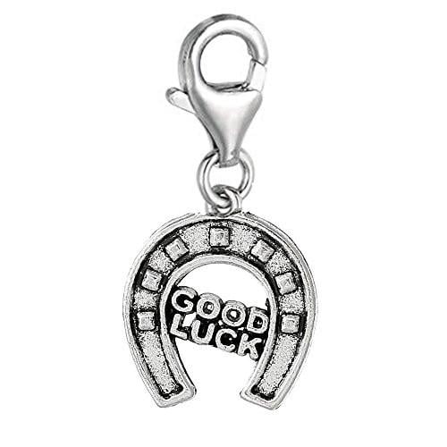 Good Luck Horseshoe Clip On For Bracelet Charm Pendant for European Charm Jewelry w/ Lobster Clasp